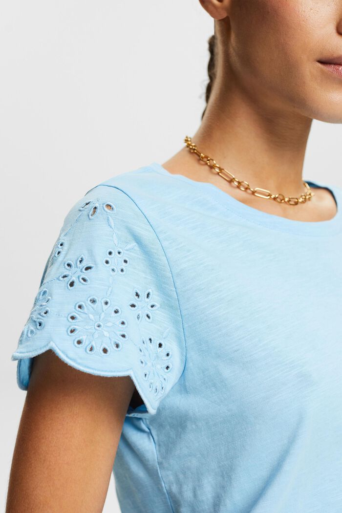 T-shirt ricamata a maniche corte, LIGHT TURQUOISE, detail image number 3